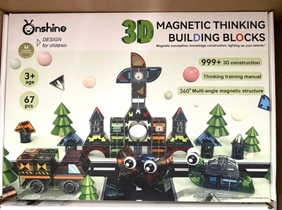 67PCS Magnetic Building Tiles Construction Blocks Puzzle 3D STEM Toys - Image 1 of 4