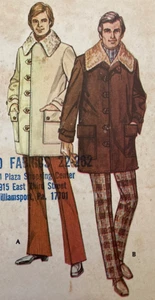 70er Jahre McCalls Schnittmuster 2981 Herren Auto Mantel Gr. SM Brustumfang 34-36 ungeschnitten FF - Bild 1 von 4