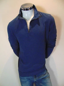 Calvin Klein Sweater Mens M Denim Blue Lightweight Thin Cotton 1/4 Zip Pullover - Picture 1 of 12