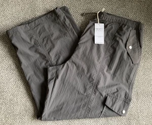 NEW Next Ladies Charcoal Grey Parachute Pull On Cargo Trousers Size L - Picture 1 of 4