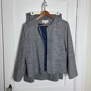 Vintage Orvis Women's Gray Wool Blend Skirt Suit Set Business Office Size 14 P - Picture 1 of 14