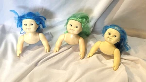Vintage 1980's FISHEL Green Tail Green Hair Mermaid Doll Bathtub Toy Lot of 3 - Picture 1 of 21
