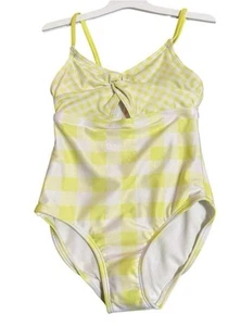 NWT Yellow Gingham One Piece Swimsuit Girl Toddler Size Small 6/7 Kid Cat & Jack - Picture 1 of 8