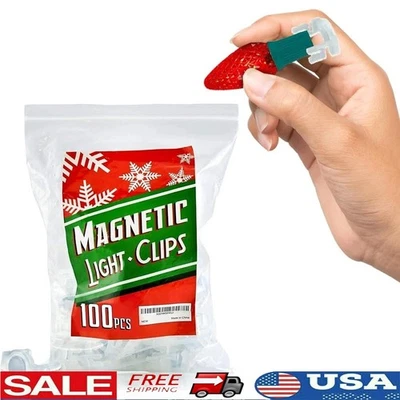 100 Magnetic Christmas Light Clips Outdoor Easy Install Weatherproof Versatile - Image 1 of 4