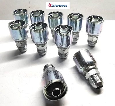 INTERTRACO ITALY 10 PK MJ-10-10 Hydraulic Hose Crimp Fittings 5/8" x 5/8" Male JIC HY, U Series