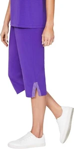 Catherines Plus Suprema Cotton Purple Stretch Waist Capri Pants Petite 2X - Picture 1 of 2