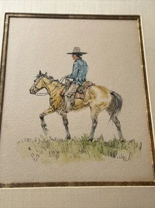 OLAF CARL WIEGHORST PAINTING FAMOUS COWBOY INDIAN ON HORSE WESTERN LISTED RARE - Picture 1 of 18