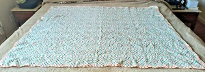 Crochet afgano hecho a mano melocotón y cuadrados como nuevos 61" X 47" - Imagen 1 de 6