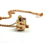 9ct 9k Genuine Solid Rose Gold Initial Pendant S + 1mm kerb chain 45cm