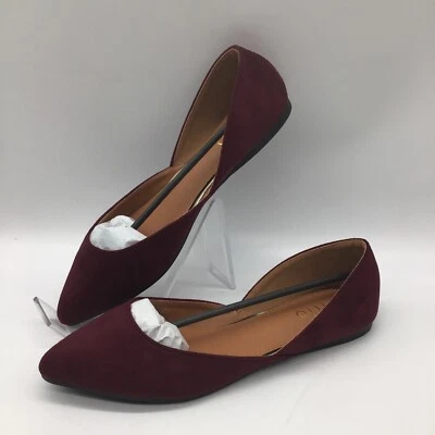 Ollio Para Mujer Borgoña Imitación Gamuza Sin Cordones Punta Clara Ballet Talla Plana 6,5 M Foto 1 de 4