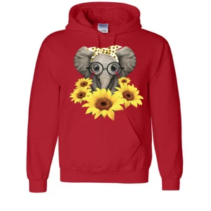 🔥 Elephant Sunflower YOUTH Hoodie Cute Nerdy Animals Love Be Kind Kids Pullover - Picture 1 of 5