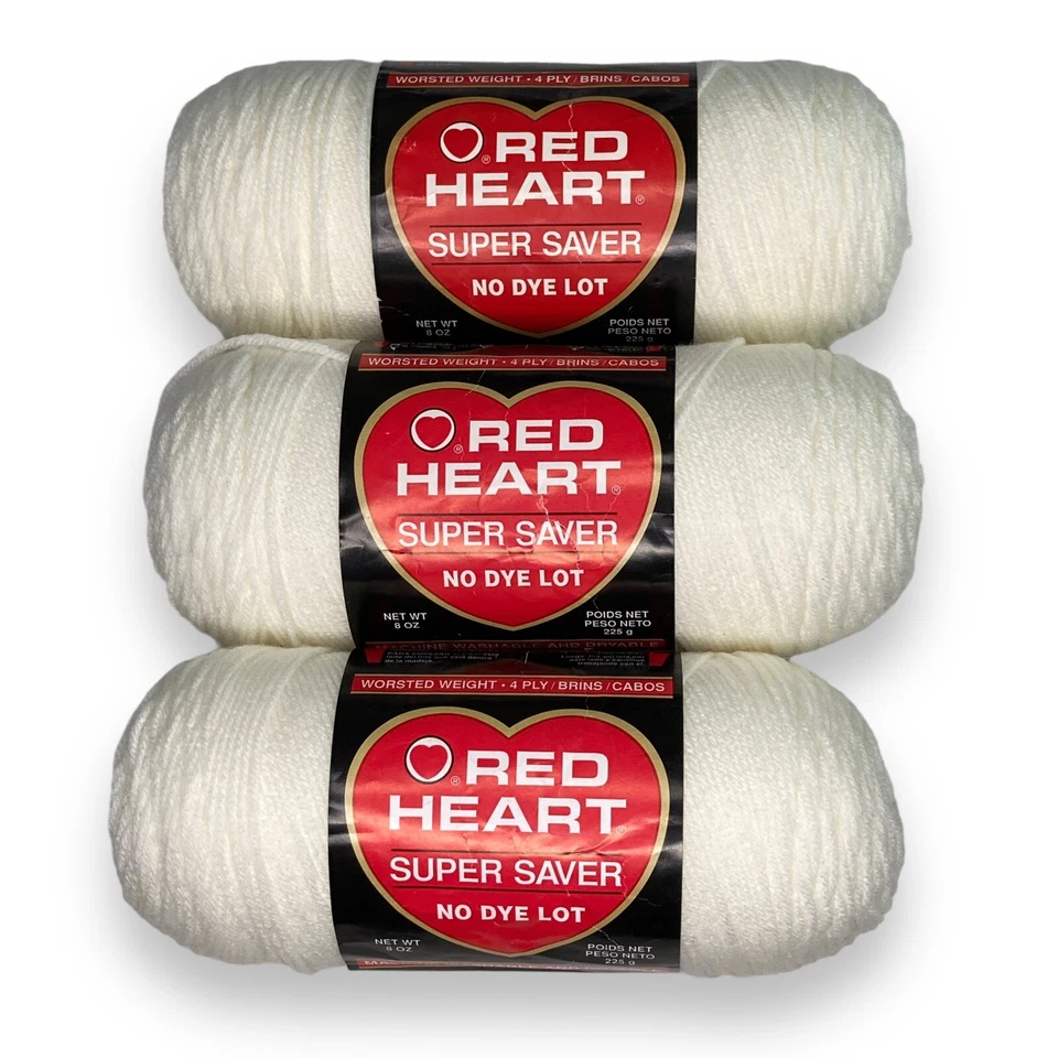 Red Heart Super Saver Yarn Soft White 7 Ounce Skeins Crochet Knitting
