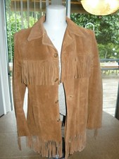 Vintage 1960's Lesco Leathers Suede Fringe Hippie Biker Coat Size 40
