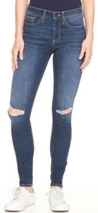 Womens GAP Denim SKIN TIGHT BUTT Jeans SEXY RIPPED KNEE SUPER SKINNY Size 10 30 - Picture 1 of 11