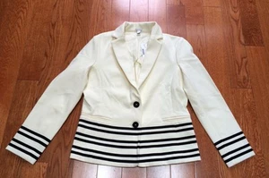 NWT JCrew Maritime Blazer Placed Stripe Ivory Vanilla sz Extra Small XS SOLDOUT - Picture 1 of 3