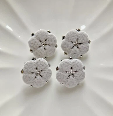 5pcs 18mm Grey velvet fabric plum blossom flower shape silver metal shank button - Image 1 of 3