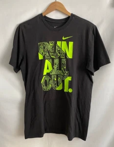 Nike Run All Out Tshirt Mens Large Short Sleeve Graphic Black - Picture 1 of 6