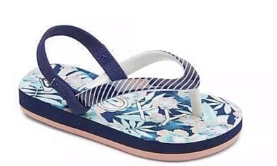 ¡NUEVO! Sandalias de Tanga ROXY 'Guijarros' Niño Pequeño, Talla 5 - Azul Marino Multi Floral Foto 1 de 3