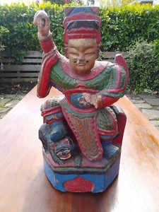 An Antique Chinese Carved Wooden Emperor Figure 12 Inches High - Picture 1 of 15