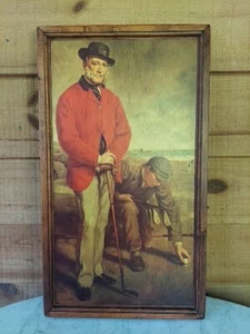 Portrait JOHN WHYTE MELVILLE by SIR FRANCIS GOLF SCENE NEAR BEACH Print on Wood - Picture 1 of 10