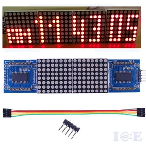 4 in 1 matrix RED led display module max7219 5p line 8x32 Arduino Raspberry pi - Picture 1 of 8