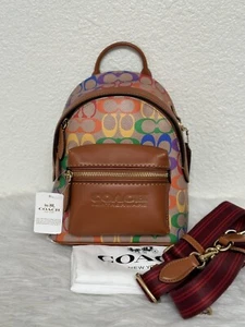 Mochila Coach Charter 18 pulgadas Rainbow Signature lona nueva con etiquetas CJ878 - Imagen 1 de 12