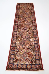 9 ft Hallway Tribal Kazak Runner Rug Afghan Hand Knotted Wool Bedroom Rug - Picture 1 of 10