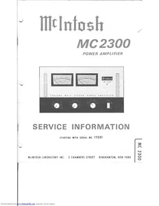 Manual de servicio instrucciones para McIntosh MC 2300 - Imagen 1 de 1
