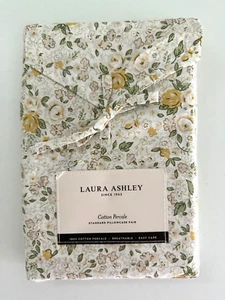 NIP Laura Ashley Standard Queen Pillowcases 2 Pc 100% Cotton Percale Grey Green - Picture 1 of 2