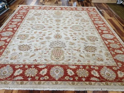 Alfombra oriental anudada a mano de lana Indo Gazni 8 x 10 Foto 1 de 4