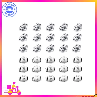 30 piezas (15 pares) respaldos para pendientes - reemplazos hipoalergénicos enchapados en plata Foto 1 de 4