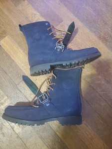 navy blue suede polo boots