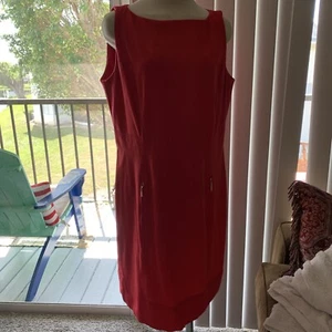 Ralph Lauren rojo grueso vestido de lujo oficina ropa de trabajo profesional cremalleras doradas - Imagen 1 de 5