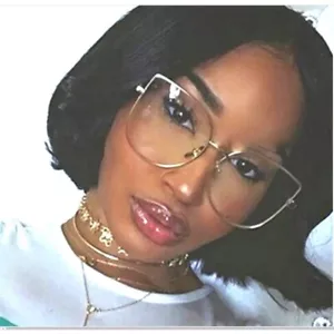 Cat Eye Glasses Gold Frame Clear Lens Fashion Eyeglasses Women UV400 Oversized - Picture 1 of 6