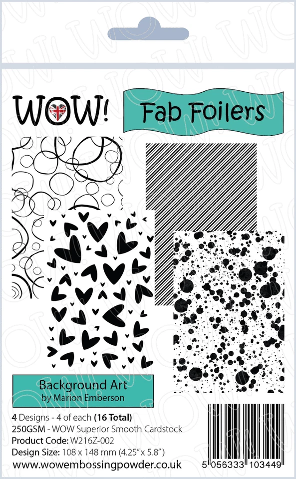 Wow FAB FOILERS toner Printed Card Use with Foil + Heat W216Z 16 Cds 108 x 148mm