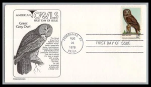 US FDC # 1760 15c Owls of America Aristocrat 1978, 9p1955 - Picture 1 of 1