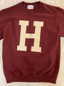 RARE Champion Harvard Big "H" Felt Letter Sweatshirt SMALL Long Sleeve Crew Neck - Picture 1 of 8