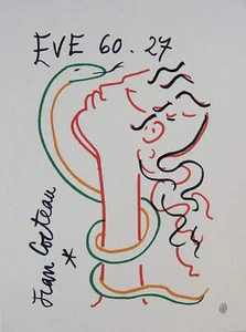 Jean COCTEAU : Eve et le serpent - Lithographie signée - Imagen 1 de 5