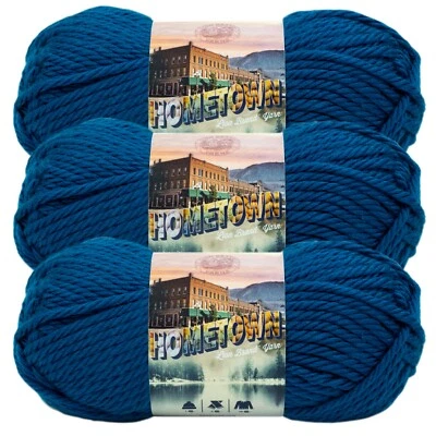 (3 Pack) Lion Brand Yarn 135-116G Hometown Bulky Yarn, Athens Blue Sky