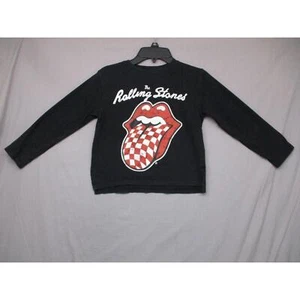 ZARA Black Vintage Rock Band Rolling Stones Graphic Shirt Crew Neck Kids Size 8 - Picture 1 of 9