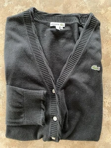 Lacoste schwarze Long Strickjacke Pullover Damen Größe 38 3/4 Arm Baumwolle/Kaschmir - Bild 1 von 5