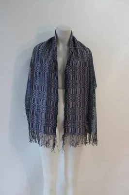 NUEVO CON ETIQUETAS Mujer Missoni Púrpura Verde Azulado Viscosa Rayón Mezcla Flecos Envolvente Bufanda Chal OS Foto 1 de 4