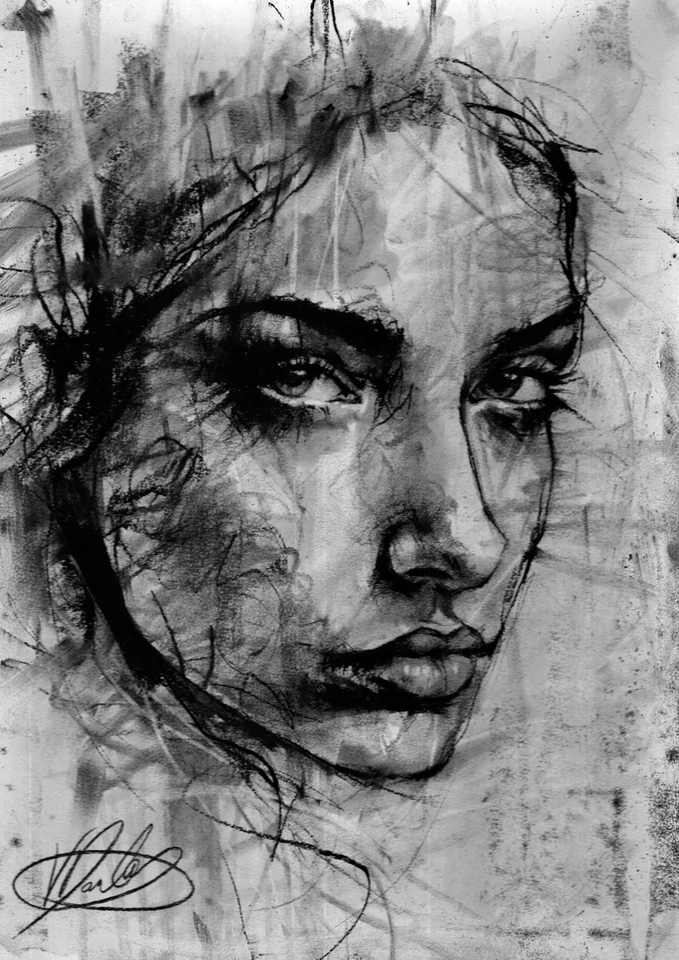 Arte Urbano Retrato Carbón Sobre Papel Expresivo FIRMADO ORIGINAL por Vin Dantes Foto 1 de 4