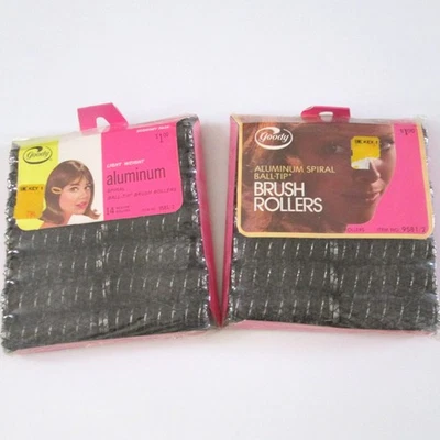 Lote de 2 rodillos de cepillo con punta de bola de aluminio Goody vintage nuevo stock antiguo 9581/2 Foto 1 de 4