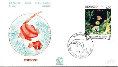 Monaco SC# 1485 FDC 1985 Fishes - A03004 - Image 1 of 2