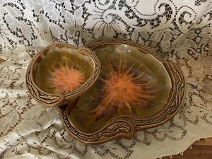Vintage MCM Cal Style Pottery USA #2925 Chips & Dip 1Serving Piece Bowl Colorful - Picture 1 of 4