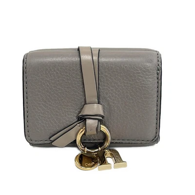 Auténtica Cartera Chloe Alphabet Mini Triple CHC21WP719F57053 Cuero Gris Beige - Foto 1 de 4