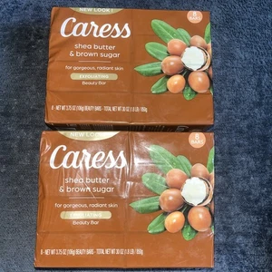 Caress Shea Butter & Brown Sugar Exfoliating Beauty Bar Soap - 2 PACK (16 bars). - Picture 1 of 3