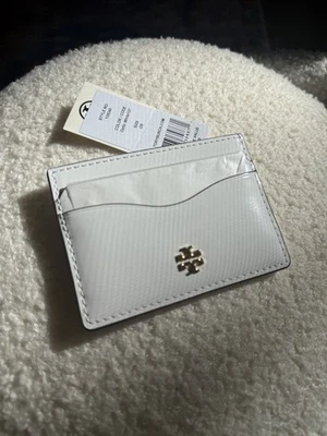 Auténtico estuche delgado para tarjetas Tory Burch Emerson charol blanco Foto 1 de 3