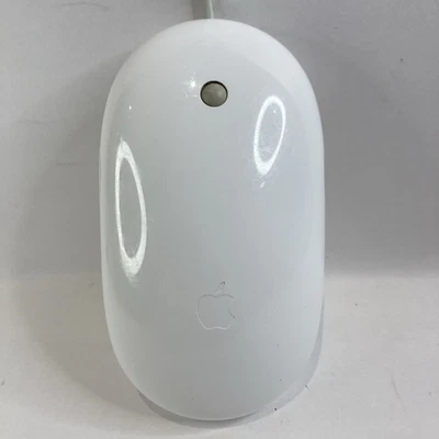 Apple A1152 USB Wired Mighty Mouse Optical Mouse White Tested Genuine OEM - Image 1 of 3